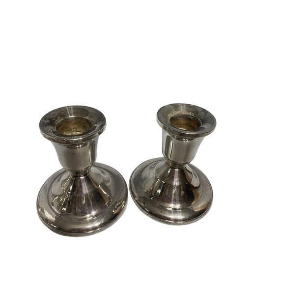 SOLD Vintage Minimalist Duchin Sterling Silver Weighted Candlesticks - Picture 2 of 3